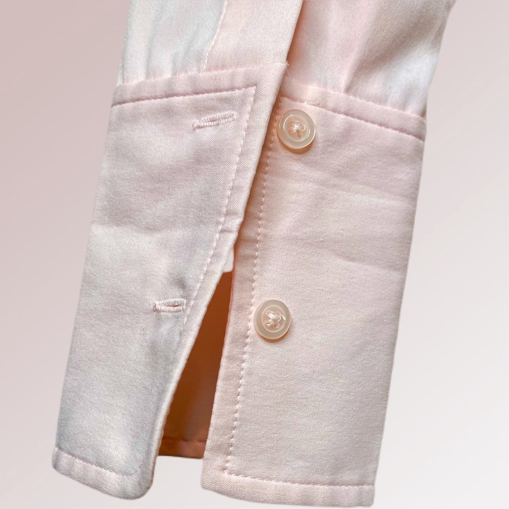 EXPRESS Pale Pink Fitted Blouse Cuffs Long Sleeves - Picture 6 of 8
